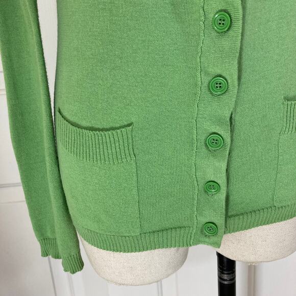 Anthropologie green button up cardigan ladies medium cotton Modal V-neck sweater - Picture 7 of 8
